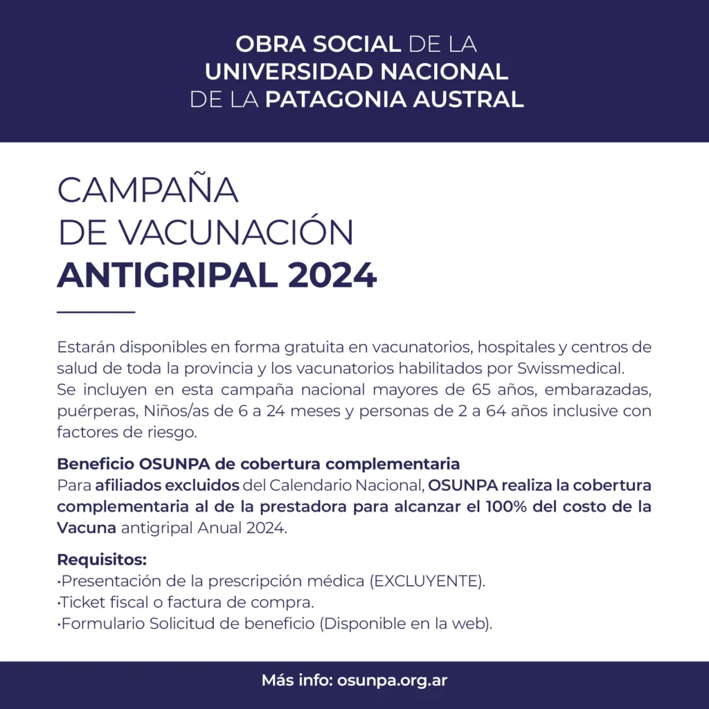 Campaña de vacunación antigripal 2024 OSUNPA